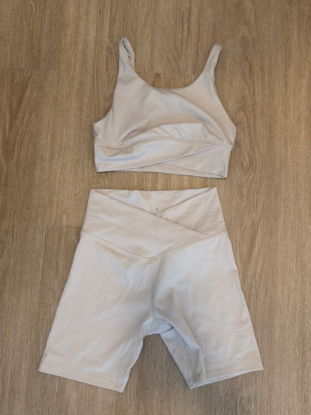 Danskin Cream Bike Shorts with Matching Crop Top